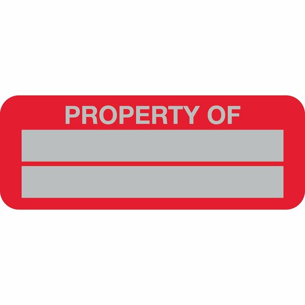 Lustre-Cal Property ID Label PROPERTY OF5 Alum Dark Red 2in x 0.75in  2 Blank # Pads, 100PK 253740Ma2Rd0000